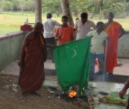 Burning of Muslim Flag by Buddhist Monks in Sri Lanka - April 2012