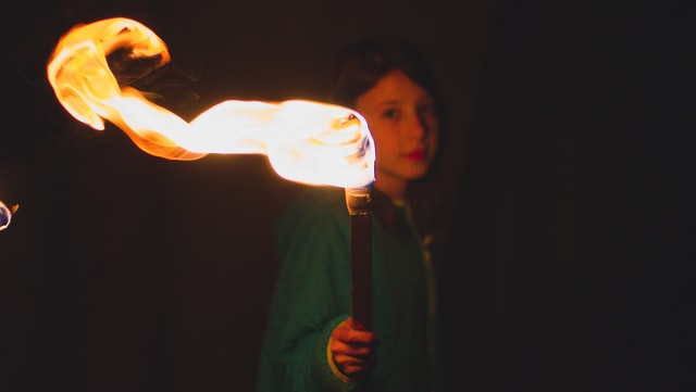 Girl with torch, Tripoli, Libya, February 8, 2018